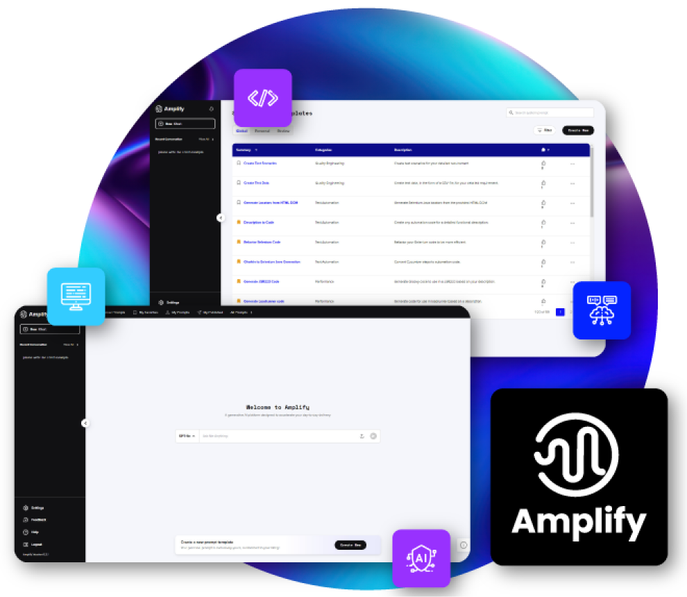 Amplify Application screen preview placed on abstract background